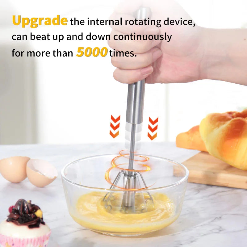 Semi-Automatic Stainless Steel Egg Beater and Hand Mixer for Cream and Egg Whipping