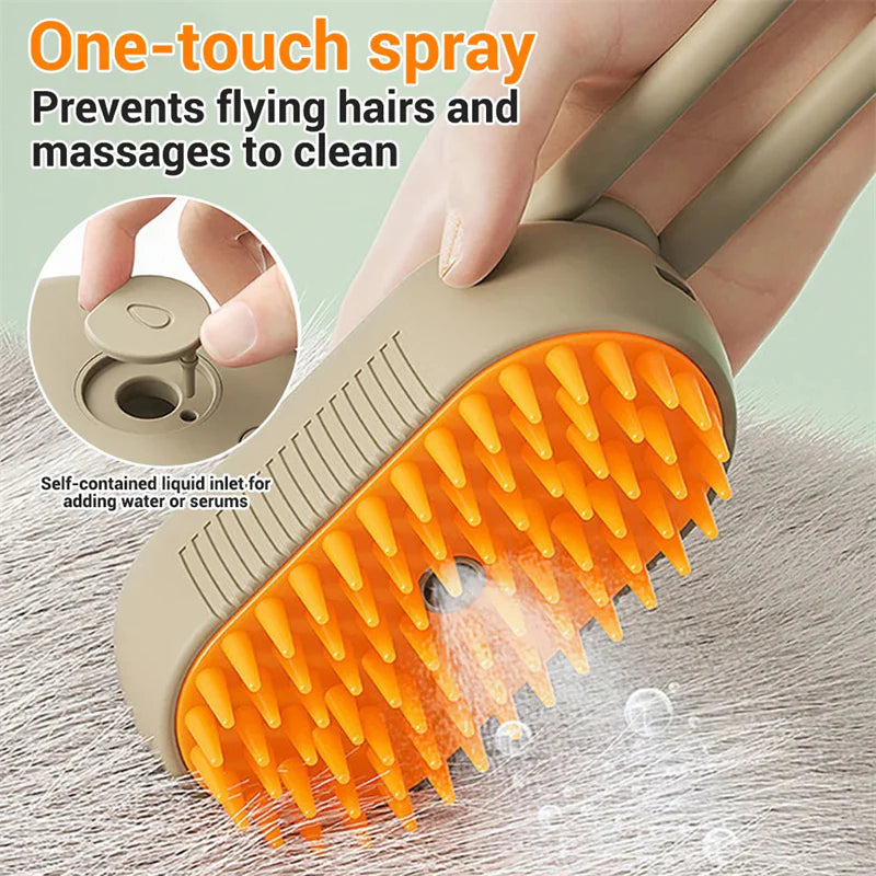 3-in-1 Electric Spray Cat and Dog Grooming Brush with Massage Function for Effective Hair Removal